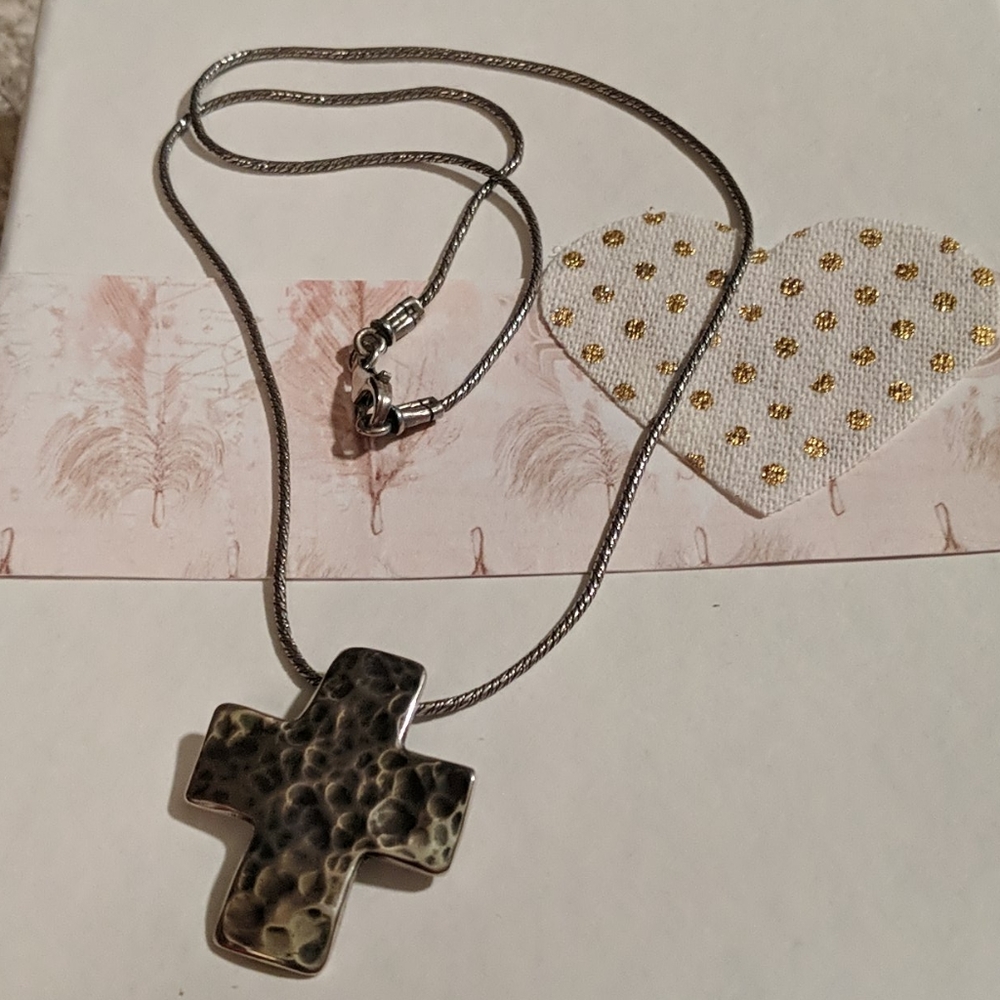 Silpada sterling silver hammered cross necklace